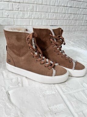 UGG Women’s Chestnut Suede Lace-Up Shearling High-Top Sneakers